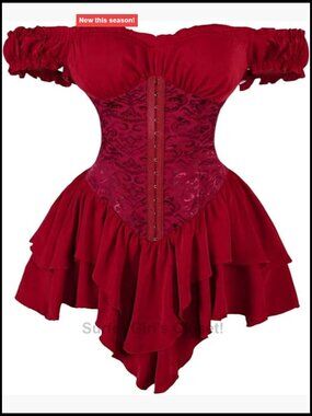 Off Shoulder Corset Dress Ruffle Hem Lace Up Mini